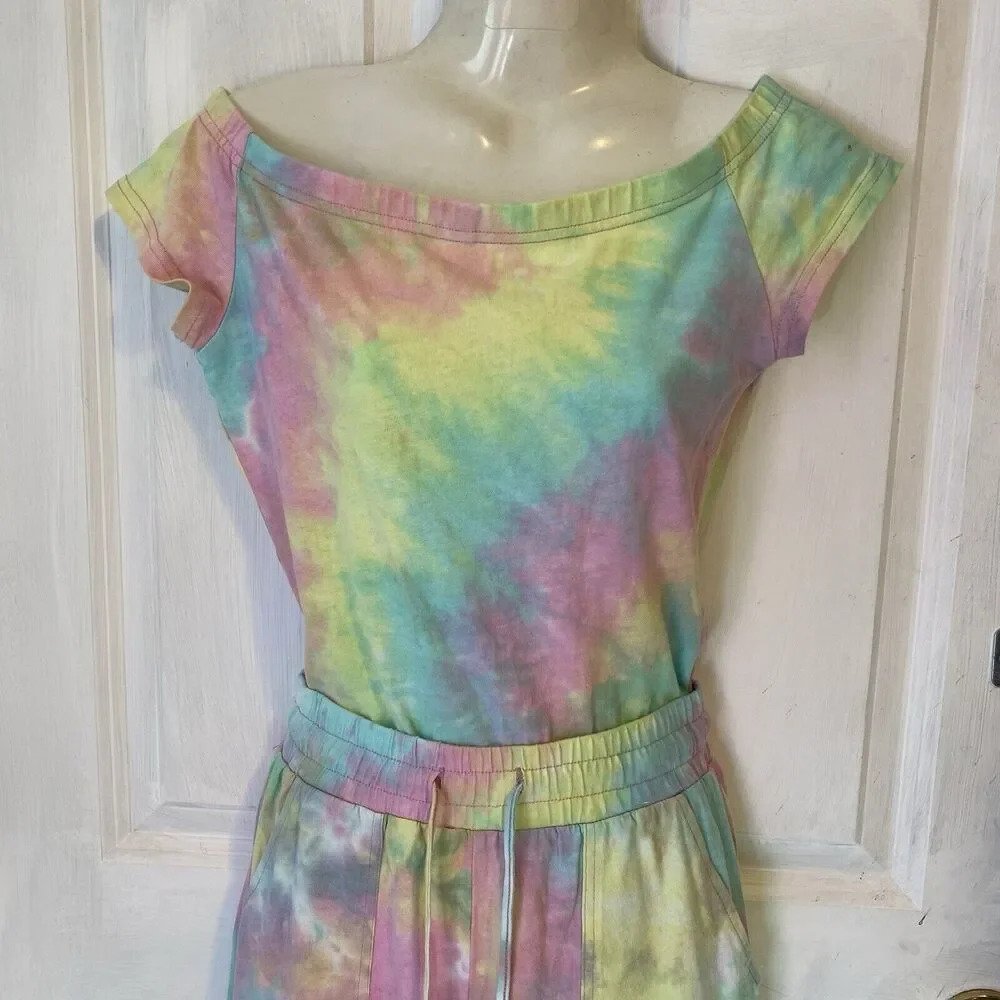 Y2K 1Piece Joggers Jumpsuit Women S Babydoll Tie Dye Boho Stretch Comfort Pocket - Picture 6 of 10